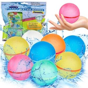 12 PCS Reusable Water Balloons for Kids Adults, Summer Splash Party